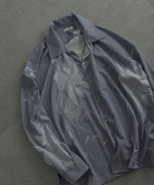 NILWAY（ニルウェイ）の「-Lily- Highest Decin Oversize Shirts/花柄オープンカラーシャツ（シャツ/ブラウス・メンズ・ブラック×レッド/ホワイト×ブラック/グレー系/ホワイト×パープル/ブルー系/ブラック×ホワイト・MEDIUM/SMALL/LARGE）」の11枚目の写真