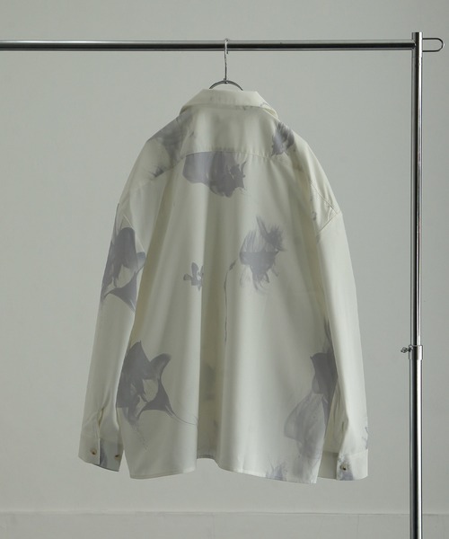 NILWAY（ニルウェイ）の「-Lily- Highest Decin Oversize Shirts/花柄オープンカラーシャツ（シャツ/ブラウス・メンズ・ブラック×レッド/ホワイト×ブラック/グレー系/ホワイト×パープル/ブルー系/ブラック×ホワイト・MEDIUM/SMALL/LARGE）」の14枚目の写真