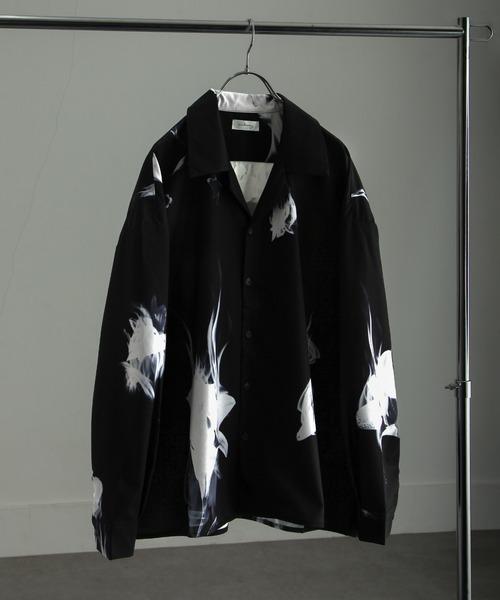 NILWAY（ニルウェイ）の「-Lily- Highest Decin Oversize Shirts/花柄オープンカラーシャツ（シャツ/ブラウス・メンズ・ブラック×レッド/ホワイト×ブラック/グレー系/ホワイト×パープル/ブルー系/ブラック×ホワイト・MEDIUM/SMALL/LARGE）」の22枚目の写真