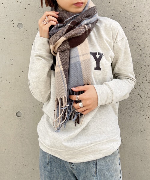 CLEA(クレア)の「チェックストールマフラー(マフラー・レディース・ブラウン/ブルー・FREE)」の18枚目の写真