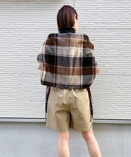 CLEA(クレア)の「チェックストールマフラー(マフラー・レディース・ブラウン/ブルー・FREE)」の12枚目の写真