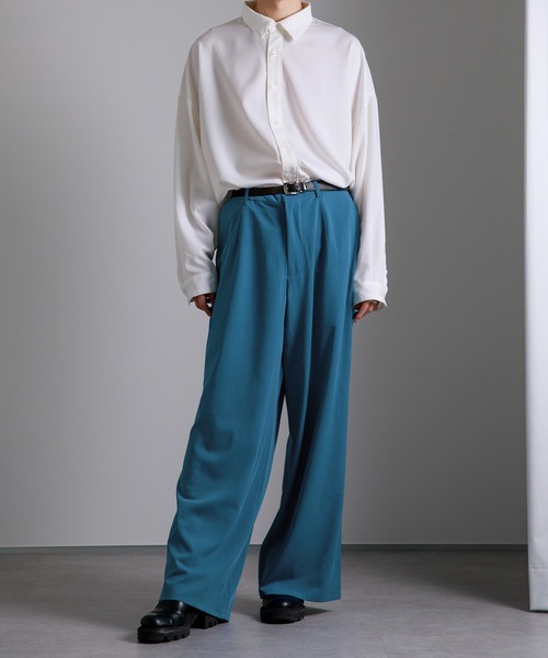 Adoon plain（アドーンプレーン）の「【Adoon plain】ワイドスラックス（スラックス・メンズ・レッド/オフホワイト/サックスブルー・SMALL/MEDIUM/LARGE）」の4枚目の写真