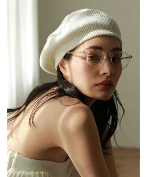 ACYM（アシーム）の「Summer knit ベレー（ハンチング/ベレー帽・レディース・ホワイト/ブラック・FREE）」の2枚目の写真