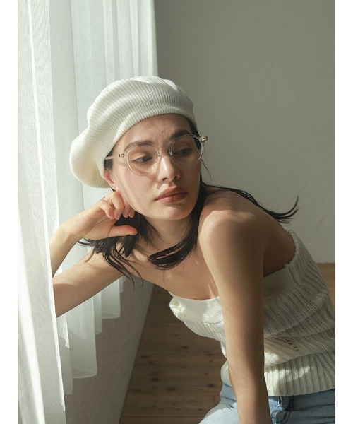 ACYM（アシーム）の「Summer knit ベレー（ハンチング/ベレー帽・レディース・ホワイト/ブラック・FREE）」の8枚目の写真
