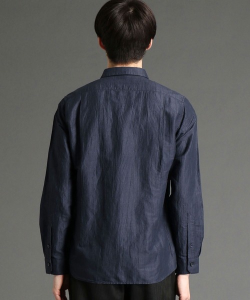 HIDEAWAYS NICOLE（ハイダウェイニコル）の「先染めリネンワッシャーシャツ（シャツ/ブラウス・メンズ・グレー系その他/オフホワイト/ネイビー・LARGE/X-LARGE/MEDIUM）」の7枚目の写真