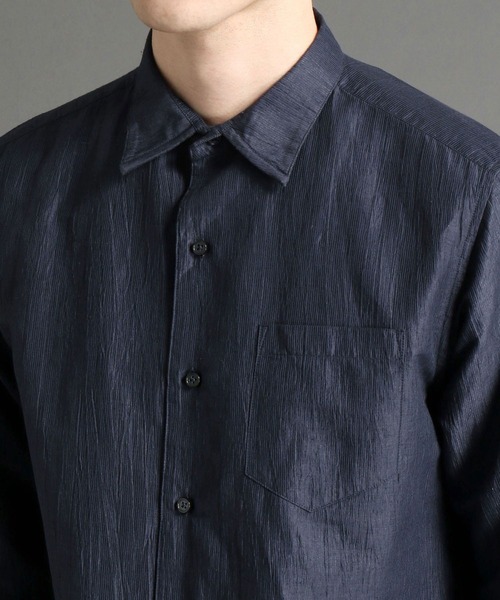 HIDEAWAYS NICOLE（ハイダウェイニコル）の「先染めリネンワッシャーシャツ（シャツ/ブラウス・メンズ・グレー系その他/オフホワイト/ネイビー・LARGE/X-LARGE/MEDIUM）」の12枚目の写真