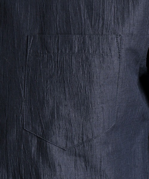 HIDEAWAYS NICOLE（ハイダウェイニコル）の「先染めリネンワッシャーシャツ（シャツ/ブラウス・メンズ・グレー系その他/オフホワイト/ネイビー・LARGE/X-LARGE/MEDIUM）」の9枚目の写真