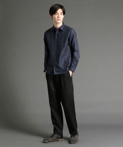 HIDEAWAYS NICOLE（ハイダウェイニコル）の「先染めリネンワッシャーシャツ（シャツ/ブラウス・メンズ・グレー系その他/オフホワイト/ネイビー・LARGE/X-LARGE/MEDIUM）」の11枚目の写真