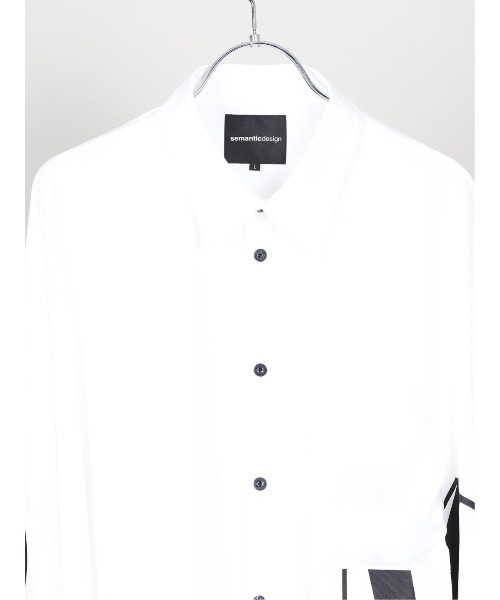 semantic design（セマンティックデザイン）の「セマンティックデザイン/semantic design ビッグロゴ 長袖ルーズ ロングシャツ（シャツ/ブラウス・メンズ・ホワイト/ブラック・LARGE/MEDIUM）」の9枚目の写真