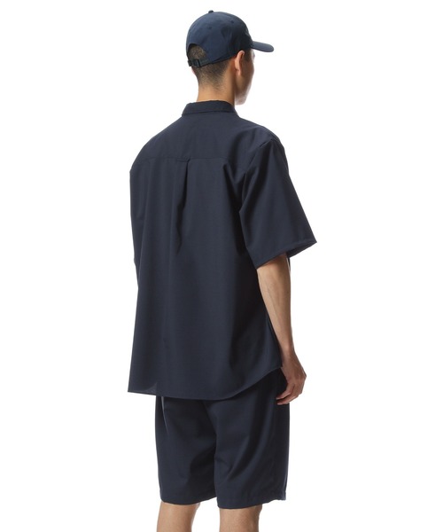 SOPHNET. 2022 S/S サマーウールバギーシャツ&ショーツ　ネイビー SOPHNET.（ソフネット）の「S/S BAGGY REGULAR COLLAR SHIRT