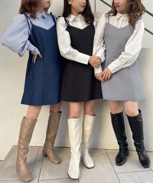 one after another NICE CLAUP(ワンアフターアナザーナイスクラップ)の「ブラウスミニキャミワンピセット(ワンピース・レディース・ブラック/ネイビー/チェック/その他1/ベージュ・FREE)」の21枚目の写真