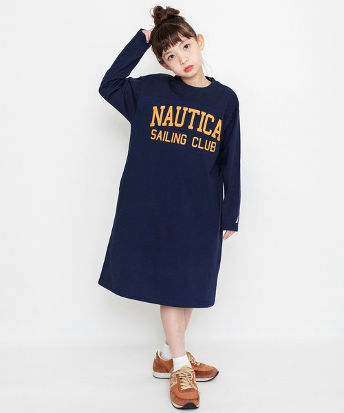 NAUTICA（ノーティカ）の「【NAUTICA/ノーティカ】フットボール長袖ワンピース（ワンピース・キッズ・ベージュ/ネイビー・130/150/140/120）」の2枚目の写真