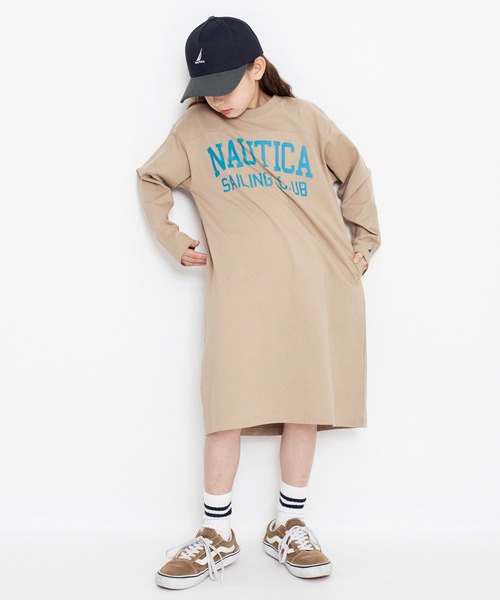 NAUTICA（ノーティカ）の「【NAUTICA/ノーティカ】フットボール長袖ワンピース（ワンピース・キッズ・ベージュ/ネイビー・130/150/140/120）」の3枚目の写真