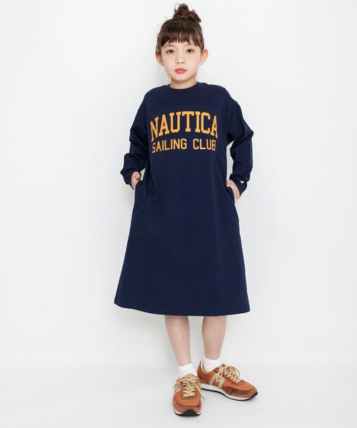 NAUTICA（ノーティカ）の「【NAUTICA/ノーティカ】フットボール長袖ワンピース（ワンピース・キッズ・ベージュ/ネイビー・130/150/140/120）」の4枚目の写真