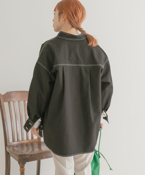 ITEMS URBANRESEARCH（アイテムズ アーバンリサーチ）の「ステッチオーバージャケット（カバーオール・レディース・ベージュ/ブラック・FREE）」の6枚目の写真