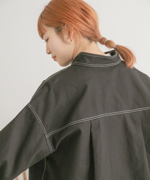 ITEMS URBANRESEARCH（アイテムズ アーバンリサーチ）の「ステッチオーバージャケット（カバーオール・レディース・ベージュ/ブラック・FREE）」の10枚目の写真