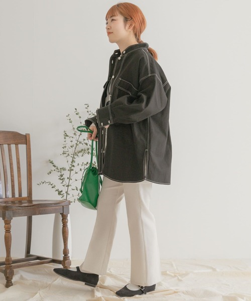 ITEMS URBANRESEARCH（アイテムズ アーバンリサーチ）の「ステッチオーバージャケット（カバーオール・レディース・ベージュ/ブラック・FREE）」の15枚目の写真