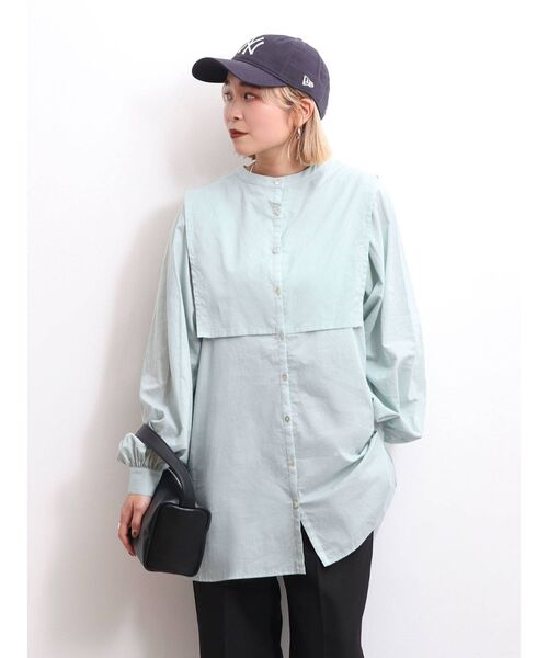 Ungrid(アングリッド)の「【WEB限定】ヨークデザインノーカラーシャツ(シャツ/ブラウス・レディース・オレンジ/ライトグリーン/オフホワイト/ブラック・FREE)」の4枚目の写真