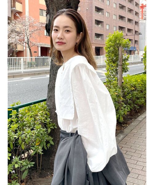 Ungrid(アングリッド)の「【WEB限定】ヨークデザインノーカラーシャツ(シャツ/ブラウス・レディース・オレンジ/ライトグリーン/オフホワイト/ブラック・FREE)」の19枚目の写真