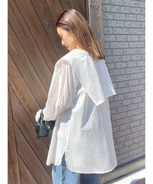 【WEB限定】ヨークデザインノーカラーシャツ