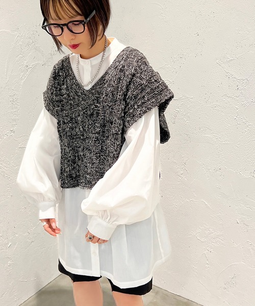 apres jour mignon（アプレジュールミニョン）の「MIXメランジニットベスト【ZOZOTOWN限定アイテム】（ベスト・レディース・ピンク系その他/グリーン系その他/ブラック系その他・フリー/X-LARGE）」の4枚目の写真