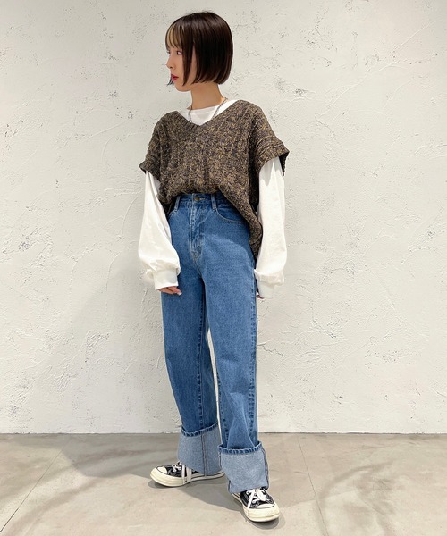 apres jour mignon（アプレジュールミニョン）の「MIXメランジニットベスト【ZOZOTOWN限定アイテム】（ベスト・レディース・ピンク系その他/グリーン系その他/ブラック系その他・フリー/X-LARGE）」の13枚目の写真