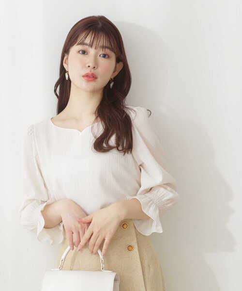 PROPORTION BODY DRESSING（プロポーションボディドレッシング）の「ハートネックシャーリングブラウス / 1212110307（シャツ/ブラウス・レディース・ホワイト系その他/ブルー/オフホワイト・SMALL/MEDIUM）」の21枚目の写真