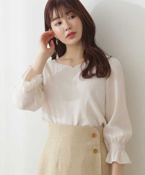 PROPORTION BODY DRESSING（プロポーションボディドレッシング）の「ハートネックシャーリングブラウス / 1212110307（シャツ/ブラウス・レディース・ホワイト系その他/ブルー/オフホワイト・SMALL/MEDIUM）」の22枚目の写真