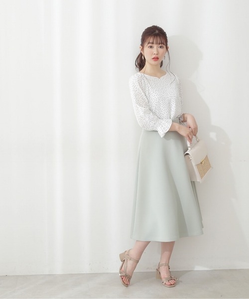 PROPORTION BODY DRESSING（プロポーションボディドレッシング）の「ハートネックシャーリングブラウス / 1212110307（シャツ/ブラウス・レディース・ホワイト系その他/ブルー/オフホワイト・SMALL/MEDIUM）」の7枚目の写真