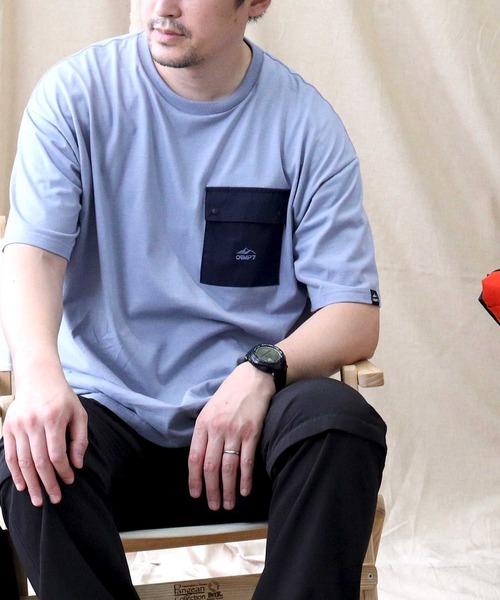 CAMP7（キャンプセブン）の「【CAMP7】ナイロンポケットＴシャツ（Tシャツ/カットソー・メンズ・ベージュ/ホワイト/ブラック/ブルー・XL/S/L/M）」の4枚目の写真