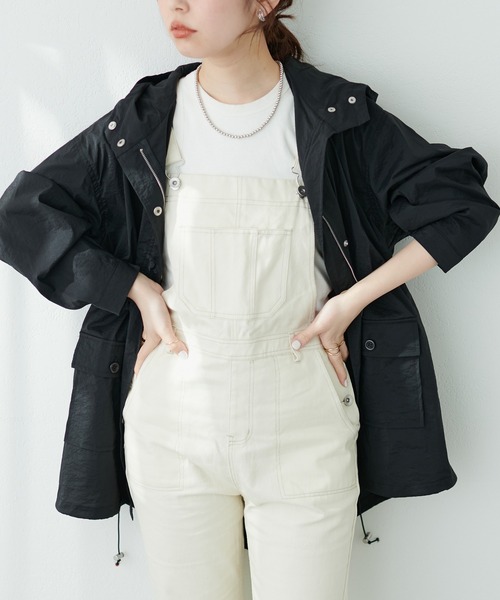 natural couture(ナチュラルクチュール)の「トレンド顔◎春めきアウター ほんわりシアーマンパ(マウンテンパーカー・レディース・オフホワイト/ブラック/サックスブルー/ベージュ・FREE)」の15枚目の写真