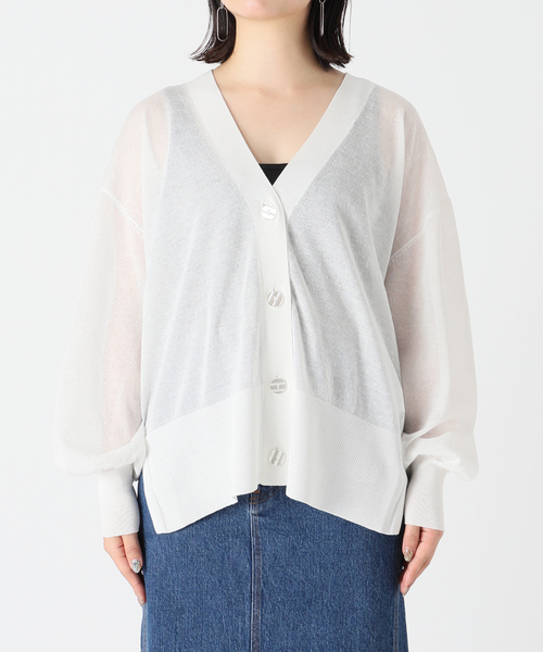 Simplicite(サンプリシテ)の「シアーVネックカーディガン(カーディガン/ボレロ・レディース・ホワイト/ブラック/オレンジ/グリーン・FREE)」の21枚目の写真
