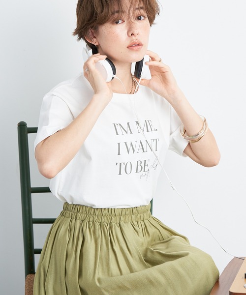 earth music&ecology（アースミュージックアンドエコロジー）の「アソートプリントＴシャツ（Tシャツ/カットソー・レディース・チャコールグレー/ベージュ/オフホワイト/ライトグリーン・FREE）」の2枚目の写真