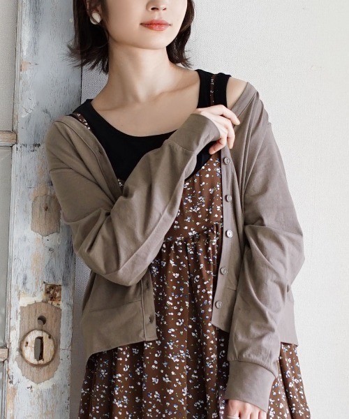 zootie（ズーティー）の「さらっと薄手で快適 UVカットカーディガン（カーディガン/ボレロ・レディース・ネイビー/杢グレー/ライトブルー/オフホワイト/ライトイエロー/ベージュ/ライトカーキ/ブラック/モカ/スモークピンク/ラベンダー/ミント・L-XL/M-L）」の5枚目の写真