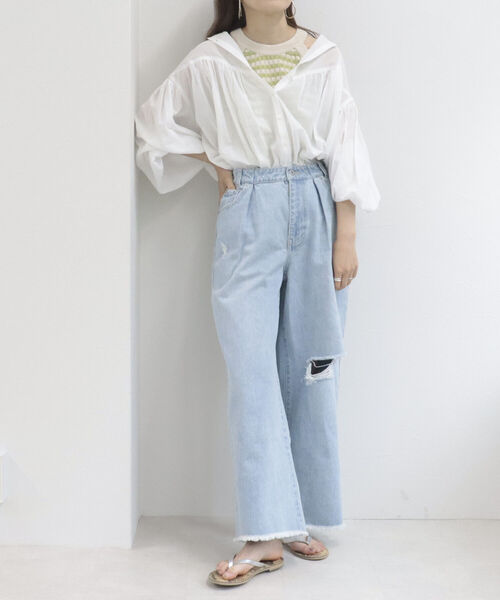 fredy emue（フレディエミュ）の「ボリューム袖ブラウス（シャツ/ブラウス・レディース・ライトブルー/オフホワイト/パープル/レッド・38）」の9枚目の写真