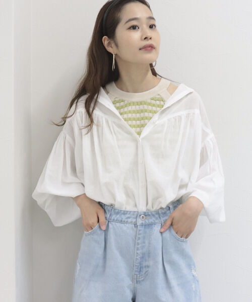 fredy emue（フレディエミュ）の「ボリューム袖ブラウス（シャツ/ブラウス・レディース・ライトブルー/オフホワイト/パープル/レッド・38）」の11枚目の写真