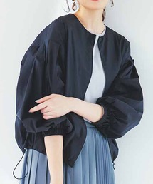 ＩＥＤＩＴ　ふわりシルエットにこだわったＵＶノーカラーブルゾン〈ブラキッシュネイビー〉