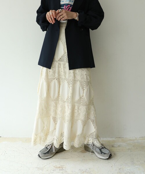 FREAK'S STORE（フリークスストア）の「インドアンティーククロシェスカート（スカート・レディース・ブラック/オフホワイト・ﾌﾘ-）」の10枚目の写真