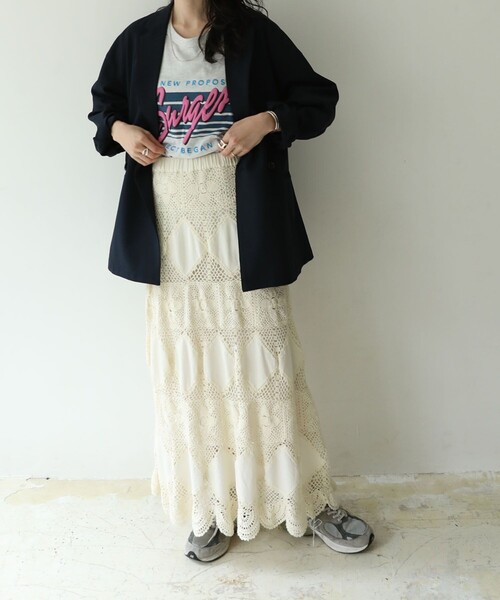 FREAK'S STORE（フリークスストア）の「インドアンティーククロシェスカート（スカート・レディース・ブラック/オフホワイト・ﾌﾘ-）」の11枚目の写真