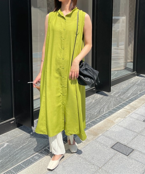 StyleSea（スタイルシー）の「スラブジョーゼットギャザージレワンピース（ワンピース・レディース・ホワイト/ブラック/ベージュ/オリーブ・MEDIUM）」の21枚目の写真