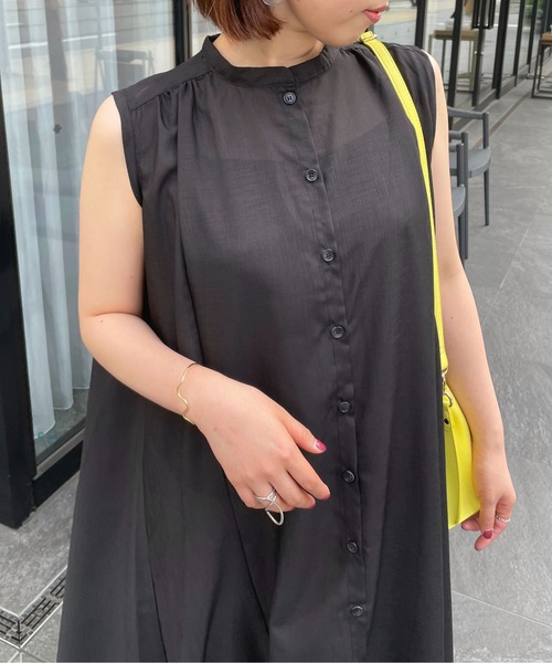 StyleSea（スタイルシー）の「スラブジョーゼットギャザージレワンピース（ワンピース・レディース・ホワイト/ブラック/ベージュ/オリーブ・MEDIUM）」の14枚目の写真