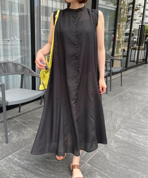 StyleSea（スタイルシー）の「スラブジョーゼットギャザージレワンピース（ワンピース・レディース・ホワイト/ブラック/ベージュ/オリーブ・MEDIUM）」の10枚目の写真