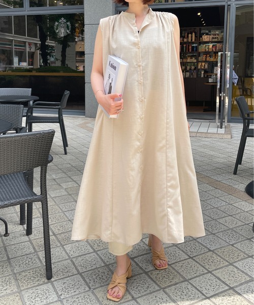 StyleSea（スタイルシー）の「スラブジョーゼットギャザージレワンピース（ワンピース・レディース・ホワイト/ブラック/ベージュ/オリーブ・MEDIUM）」の19枚目の写真