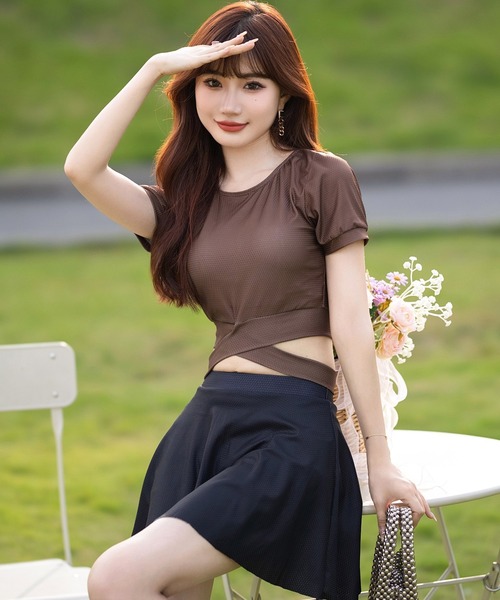 TeddyShop(テディショップ)の「レディース水着 体型カバー バックリボンビキニ フレアスカート 2点セット(水着・レディース・ベージュ/グリーン/ホワイト系その他/ブラック系その他/ブラウン・LL/S/M/L)」の22枚目の写真