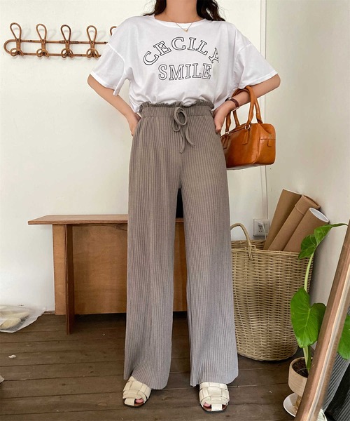 AsRiRe(アスリレイ)の「【AsRiRe】ワイドリブパンツ(その他パンツ・レディース・ブラック/ベージュ/グレー・M)」の9枚目の写真