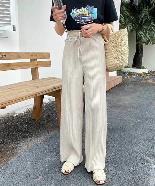 AsRiRe(アスリレイ)の「【AsRiRe】ワイドリブパンツ(その他パンツ・レディース・ブラック/ベージュ/グレー・M)」の14枚目の写真