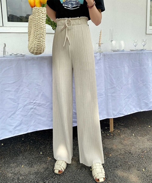 AsRiRe(アスリレイ)の「【AsRiRe】ワイドリブパンツ(その他パンツ・レディース・ブラック/ベージュ/グレー・M)」の15枚目の写真