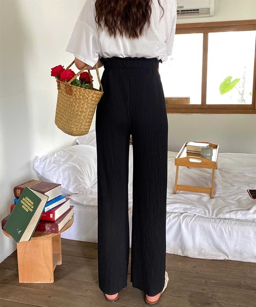 AsRiRe(アスリレイ)の「【AsRiRe】ワイドリブパンツ(その他パンツ・レディース・ブラック/ベージュ/グレー・M)」の6枚目の写真