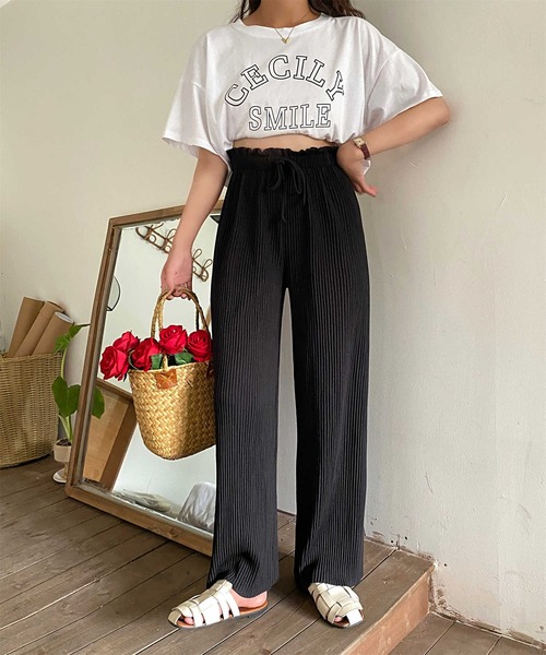 AsRiRe(アスリレイ)の「【AsRiRe】ワイドリブパンツ(その他パンツ・レディース・ブラック/ベージュ/グレー・M)」の4枚目の写真