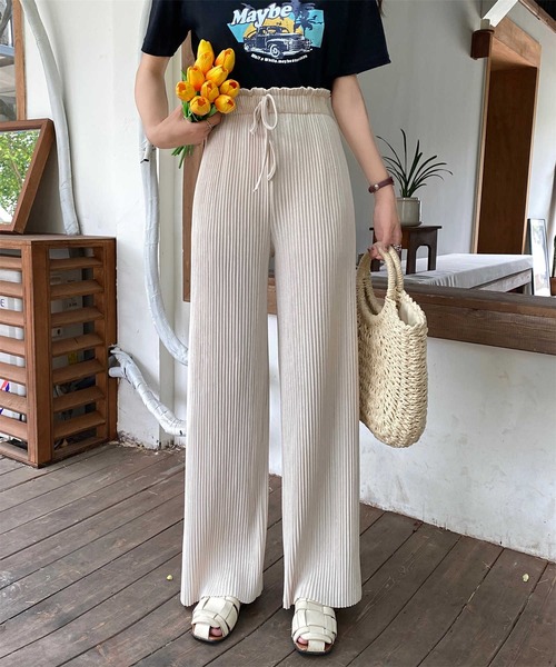 AsRiRe(アスリレイ)の「【AsRiRe】ワイドリブパンツ(その他パンツ・レディース・ブラック/ベージュ/グレー・M)」の16枚目の写真